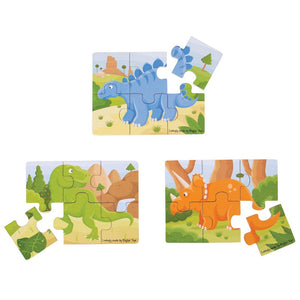 Bigjigs Toys Dinosaur (6 Piece Puzzles) - 3 Puzzles