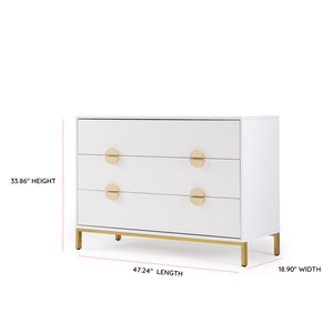 dadada Dressers White + Gold dadada Chicago 3 Drawer Dresser