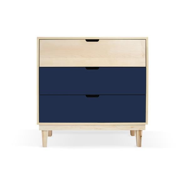 Nico and Yeye Furniture MAPLE / DEEP BLUE Nico and Yeye Kabano Modern Kids 3-Drawer Dresser