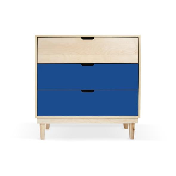 Nico and Yeye Furniture MAPLE / PACIFIC BLUE Nico and Yeye Kabano Modern Kids 3-Drawer Dresser