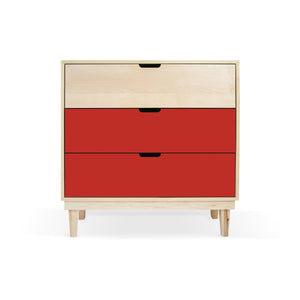 Nico and Yeye Furniture MAPLE / RED Nico and Yeye Kabano Modern Kids 3-Drawer Dresser