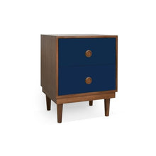 Load image into Gallery viewer, Nico and Yeye Furniture WALNUT / DEEP BLUE Nico and Yeye Lukka Modern Kids 2-Drawer Nightstand