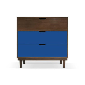 Nico and Yeye Furniture WALNUT / PACIFIC BLUE Nico and Yeye Kabano Modern Kids 3-Drawer Dresser