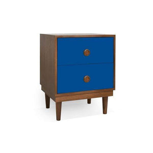 Nico and Yeye Furniture WALNUT / PACIFIC BLUE Nico and Yeye Lukka Modern Kids 2-Drawer Nightstand