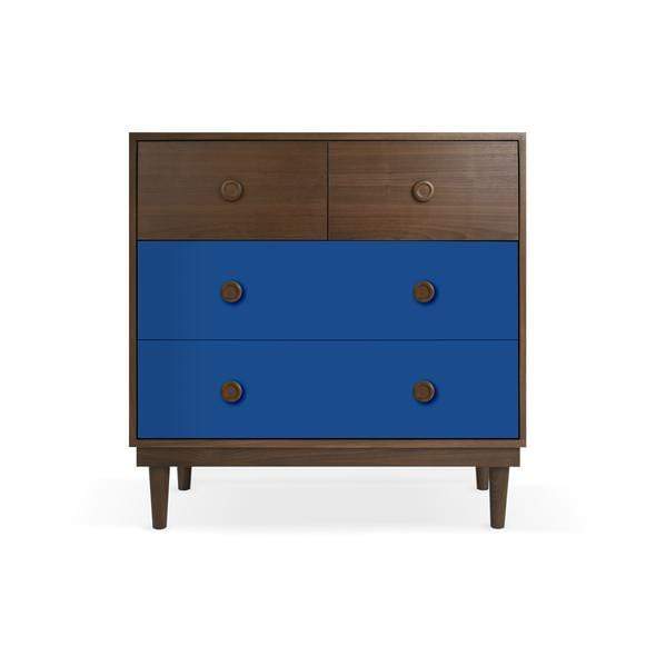 Nico and Yeye Furniture WALNUT / PACIFIC BLUE Nico and Yeye Lukka Modern Kids 4-Drawer Dresser