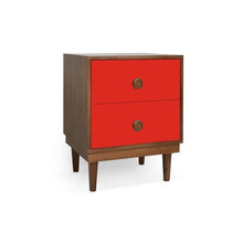 Load image into Gallery viewer, Nico and Yeye Furniture WALNUT / RED Nico and Yeye Lukka Modern Kids 2-Drawer Nightstand