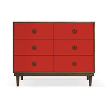 Load image into Gallery viewer, Nico and Yeye Furniture WALNUT / RED Nico and Yeye Lukka Modern Kids 6-Drawer Dresser