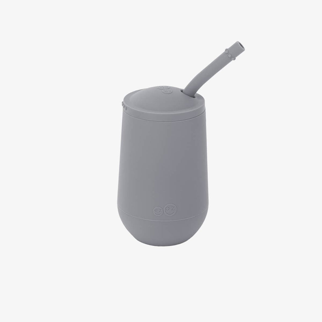 ezpz Gray Happy Cup + Straw System by ezpz