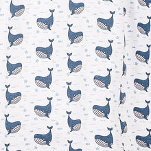 Load image into Gallery viewer, Feather Baby Henley Dress + Bloomer - Fin Whale on White  100% Pima Cotton by Feather Baby
