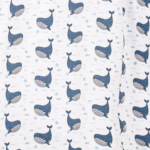 Feather Baby Henley Dress + Bloomer - Fin Whale on White  100% Pima Cotton by Feather Baby