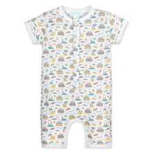 Load image into Gallery viewer, Feather Baby Henley Romper - Surf Camp 100% Pima Cotton by Feather Baby