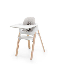 Stokke High Chairs Complete / White Seat, Baby Set, Tray, Cushion, Natural Legs Stokke® Steps™ High Chair Complete