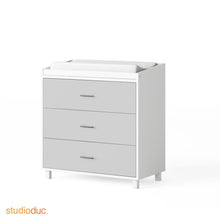 Load image into Gallery viewer, ducduc dresser light grey indi 3 drawer changer