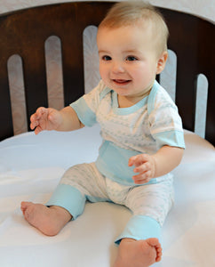 Feather Baby Kangaroo Romper - Aqua Wave  100% Pima Cotton by Feather Baby