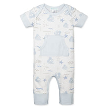 Load image into Gallery viewer, Feather Baby Kangaroo Romper - Octopi - Blue on White  100% Pima Cotton by Feather Baby