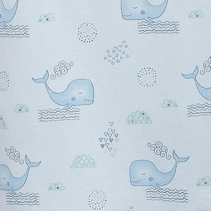 Feather Baby Kangaroo Romper - Sleepy Whales on Baby Blue  100% Pima Cotton by Feather Baby