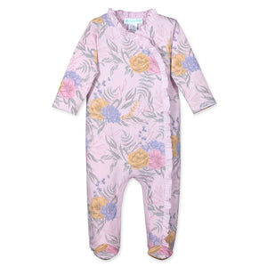 Feather Baby Kimono Ruffle Footie - Zoey on Pink  100% Pima Cotton by Feather Baby
