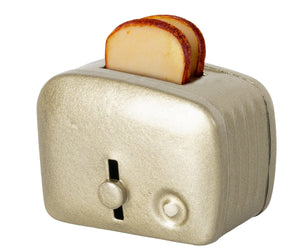 Maileg USA kitchen Miniature Toaster & Bread, Silver