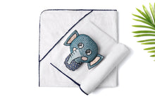 Load image into Gallery viewer, Malabar Baby Malabar 3 Pc Newborn Essential Set - Hooded Towel, Swaddle + Toy Rattle