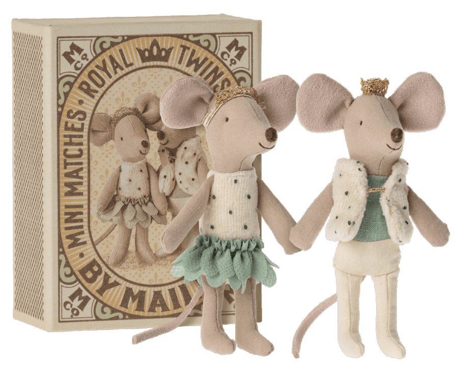 Maileg USA Mice Royal Twins in Box, Little Brother and Sister