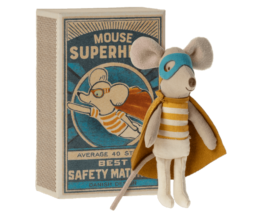 Maileg USA Mice Superhero Little Brother, Mouse in Box