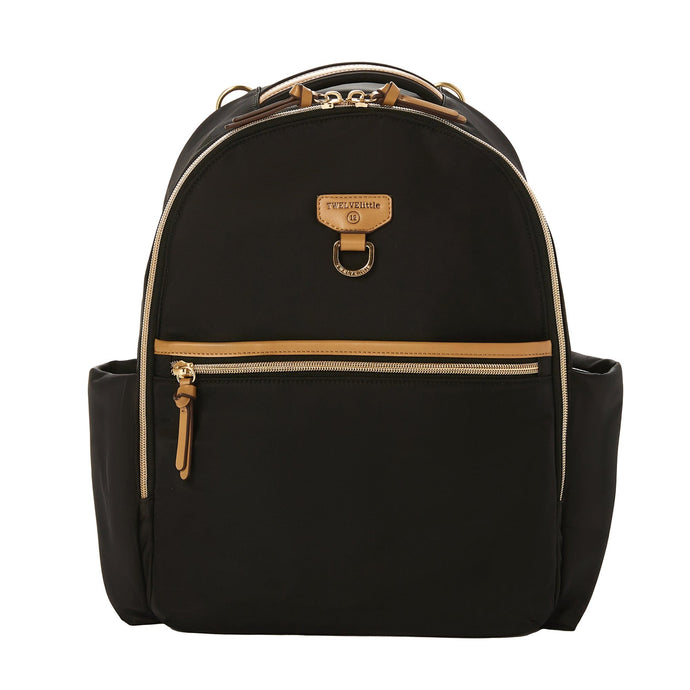 TWELVElittle Midi-Go Diaper Bag Backpack in Black/Tan