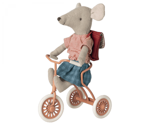 Maileg USA Mouse Abri a tricycle, Mouse - Coral