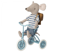 Load image into Gallery viewer, Maileg USA Mouse Abri a tricycle, Mouse - Petrol blue