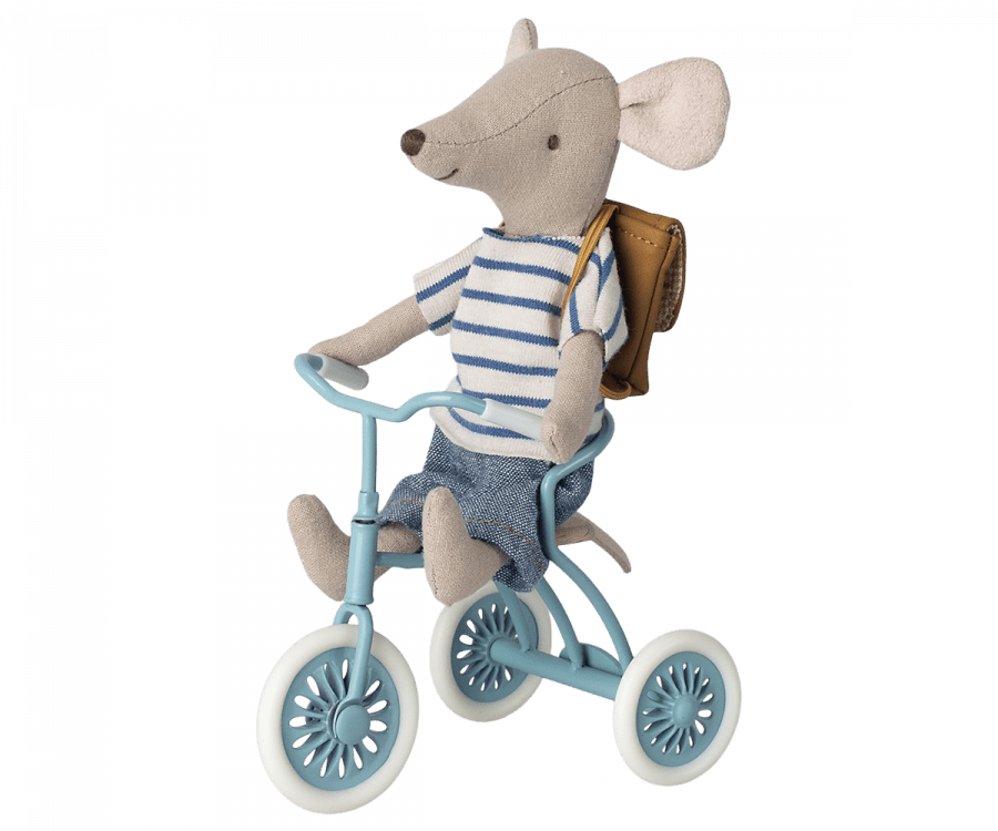 Maileg USA Mouse Abri a tricycle, Mouse - Petrol blue