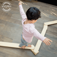 Load image into Gallery viewer, Wiwiurka Toys Natural WOODEN BALANCE BEAM FOR KIDS by Wiwiurka Toys