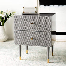 Load image into Gallery viewer, Safavieh Night Stands Grey / Gold Safavieh Neptune 2 Drawer Side Table