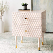 Load image into Gallery viewer, Safavieh Night Stands Light Pink / Gold Safavieh Neptune 2 Drawer Side Table