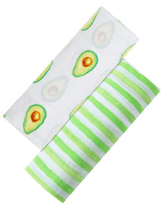 Malabar Baby Organic Swaddle Set - Avocado Green Stripe