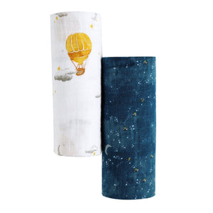 Malabar Baby Organic Swaddle Set - Fly Me To The Moon