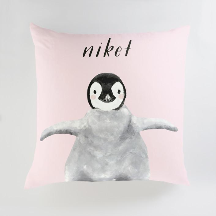 Minted Pillows Blush / CLASSIC COTTON CANVAS Minted Baby Animal Penguin