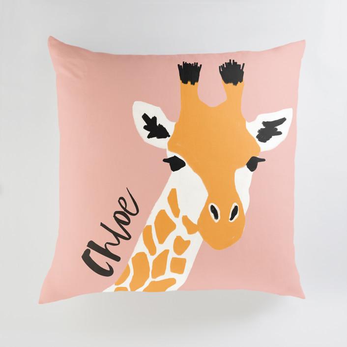 Minted Pillows Dusty Rose / CLASSIC COTTON CANVAS Minted Vibrant Giraffe Large Floor Pillow