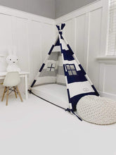 Load image into Gallery viewer, Domestic Objects Play Tents Navy/White Stripe / Crib 28&quot; × 53&quot; Inches Domestic Objects Play Tent Canopy