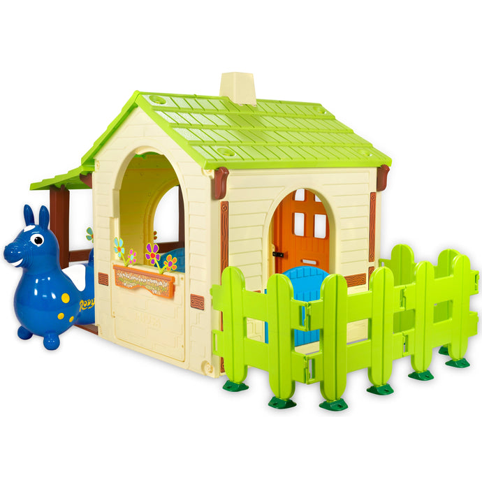 KETTLER USA Playhouse Blue KETTLER® Country Playhouse & Rody Inflatable Bounce Horse Sets