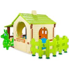 Load image into Gallery viewer, KETTLER USA Playhouse Lime Green Country Playhouse &amp; Rody Inflatable Bounce Horse Sets