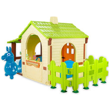 Load image into Gallery viewer, KETTLER USA Playhouse Teal Country Playhouse &amp; Rody Inflatable Bounce Horse Sets