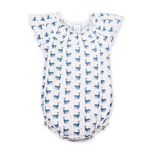 Load image into Gallery viewer, Feather Baby Ruched Bubble - Fin Whale on White  100% Pima Cotton by Feather Baby