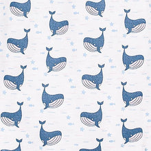 Load image into Gallery viewer, Feather Baby Ruched Bubble - Fin Whale on White  100% Pima Cotton by Feather Baby