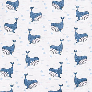 Feather Baby Ruched Bubble - Fin Whale on White  100% Pima Cotton by Feather Baby