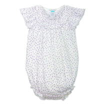 Load image into Gallery viewer, Feather Baby Ruched Bubble - Pintas - Periwinkle on White  100% Pima Cotton by Feather Baby
