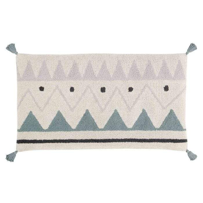 Lorena Canals Rugs Lorena Canals Azteca Natural Vintage Blue Small Washable Cotton Rug