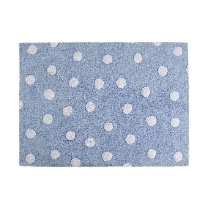 Lorena Canals Rugs Lorena Canals Polka Dots Blue White Washable Cotton Rug