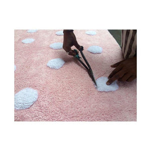 Lorena Canals Rugs Lorena Canals Polka Dots Pink White Washable Cotton Rug