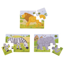 Load image into Gallery viewer, Bigjigs Toys Safari (6 Piece Puzzles) - 3 Puzzles