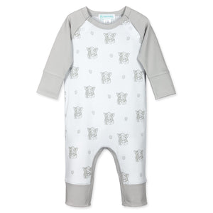 Feather Baby Sailor-Sleeve Romper - Sketched Piglet on White  100% Pima Cotton by Feather Baby