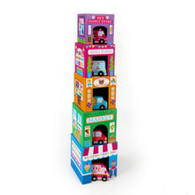 Load image into Gallery viewer, OOLY Stackables Nested Cardboard Toys and Cars Set - Rainbow Town by OOLY